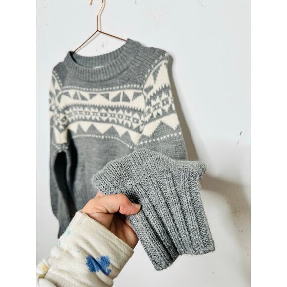 MARISSA WEBB Gray Geometric Knit Wool Blend Crewneck Nordic Sweater size Medium - Picture 6 of 11